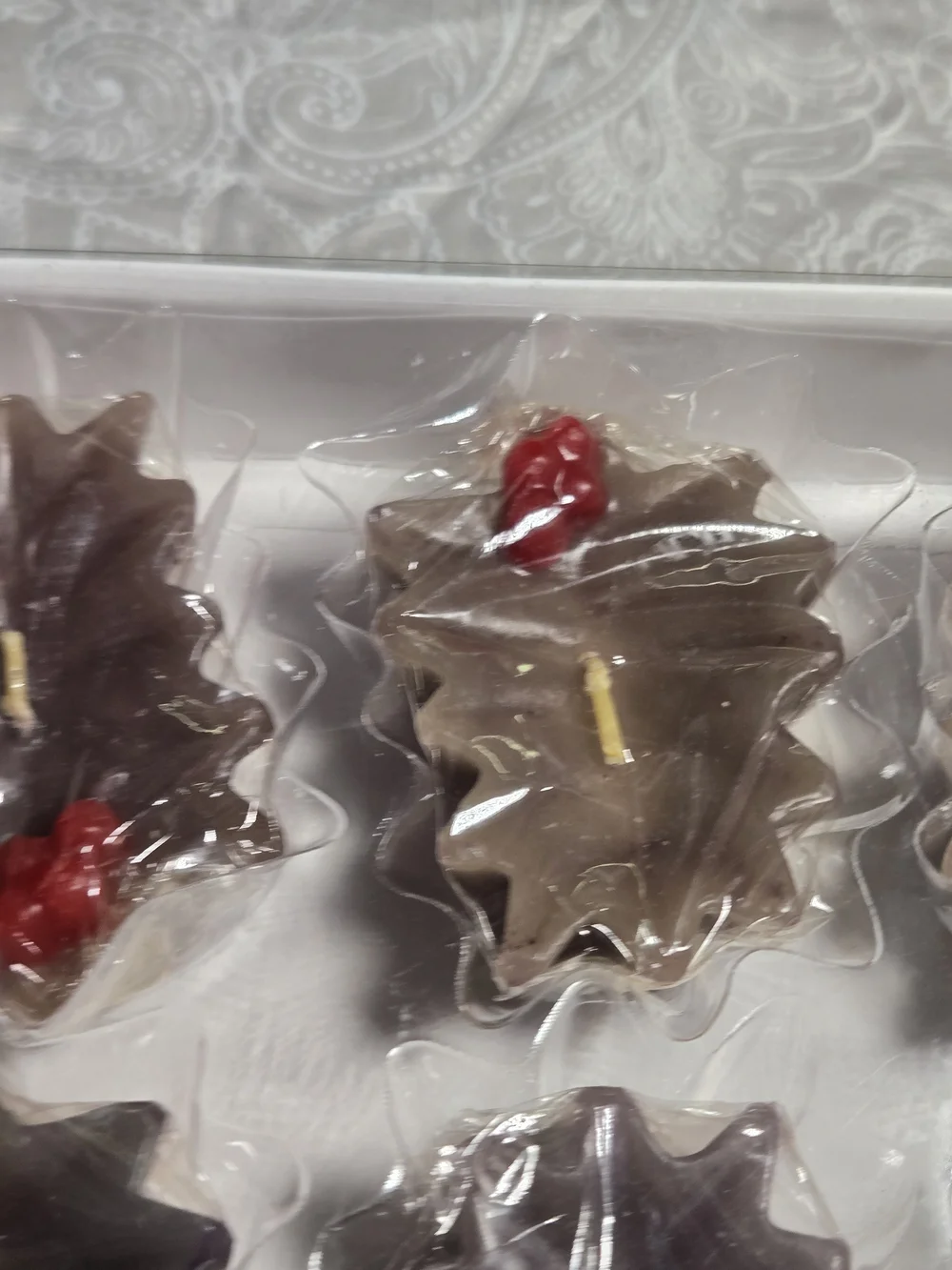 Vintage Hallmark Candles *NEW In Box* Christmas Holly Berry Leaf Shape Green Red